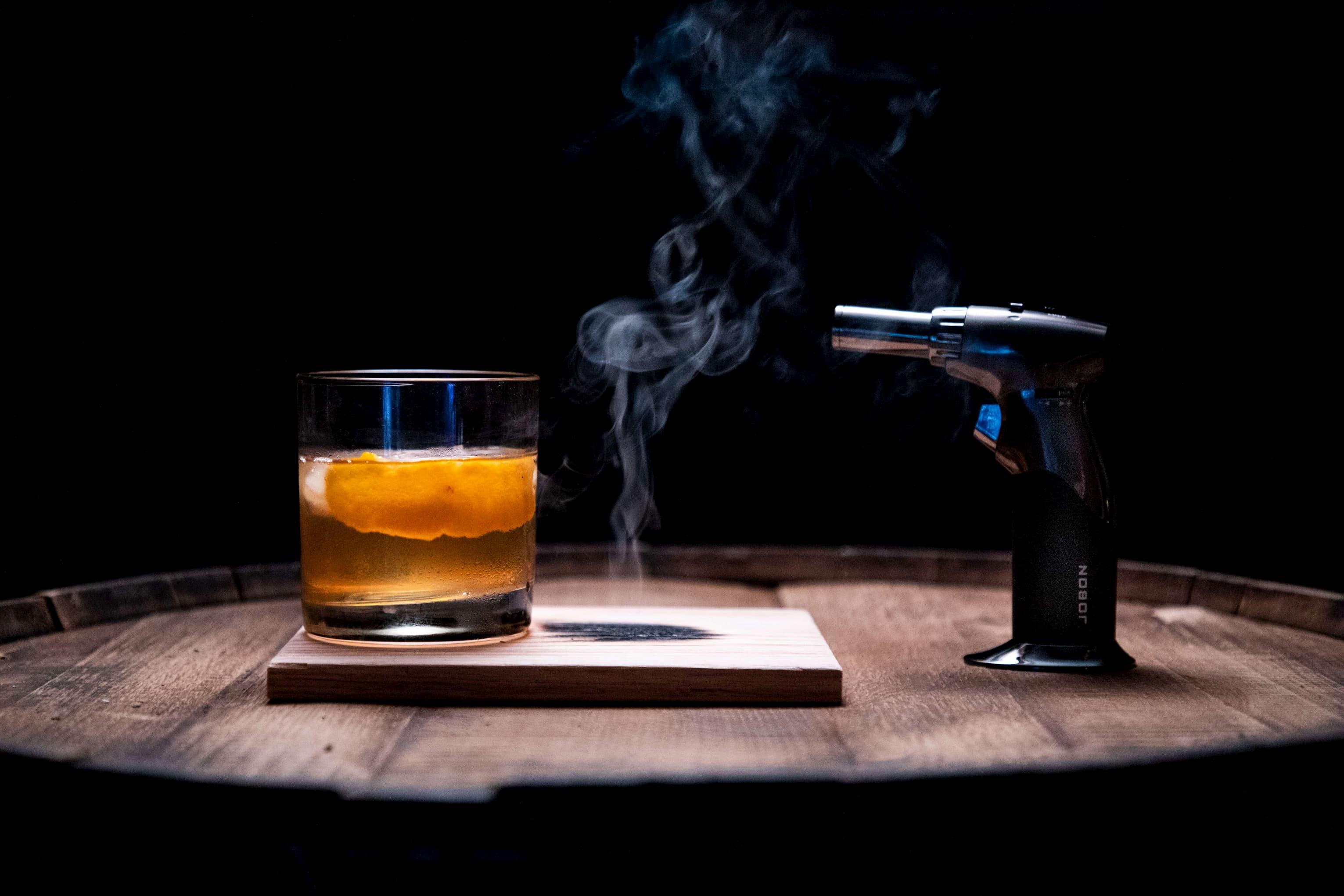cocktail smoking wood board
